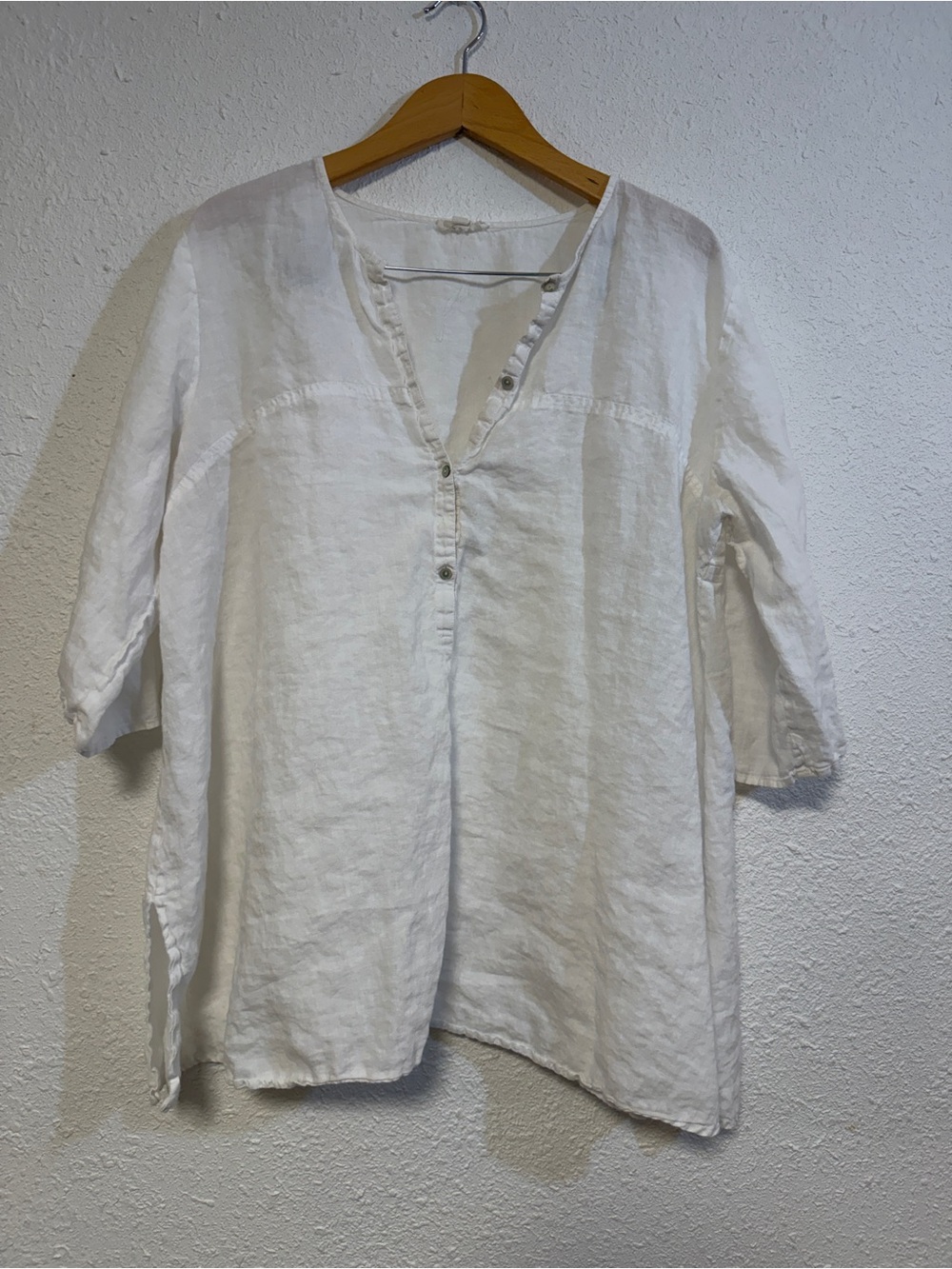 Eileen Fisher white Linen V-Neck Tunic XL